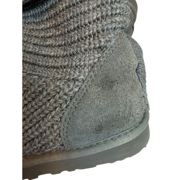 UGG Australia Boots Cardy Classic Knit Tall Gray Cozy Sweater Sz 7 Boho Peasant - Picture 8 of 9